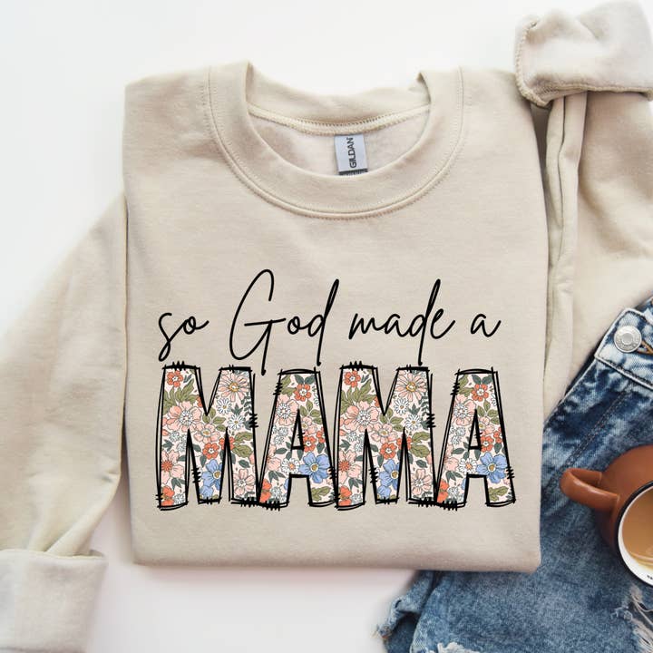 Simply You Customs - Wholesale Graphic Sweatshirt - Women's - So God Made A Mama Floral Sweatshirt