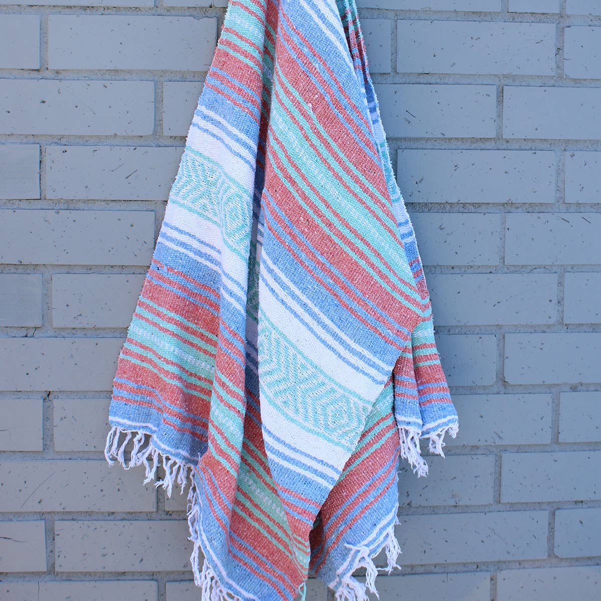 California Seashell Company - Wholesale Throw Blanket - Sorbet Mexican Throw Blanket | Coral, Aqua & Blue Baja Beach2