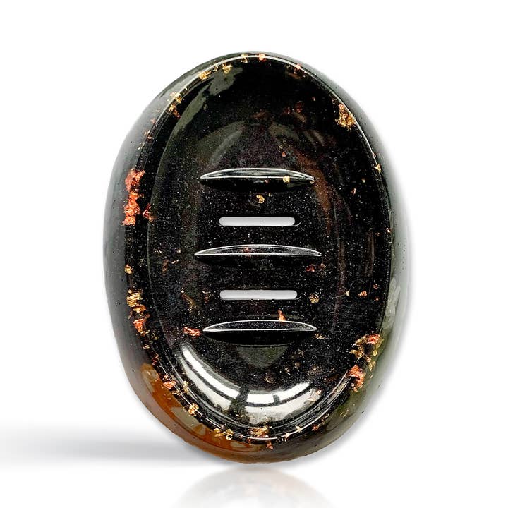 Jen Lashua | Home Decor & Gifts - Wholesale Bath Soap Dish - Soap Dish | Handmade | Black w/ Gold & Copper