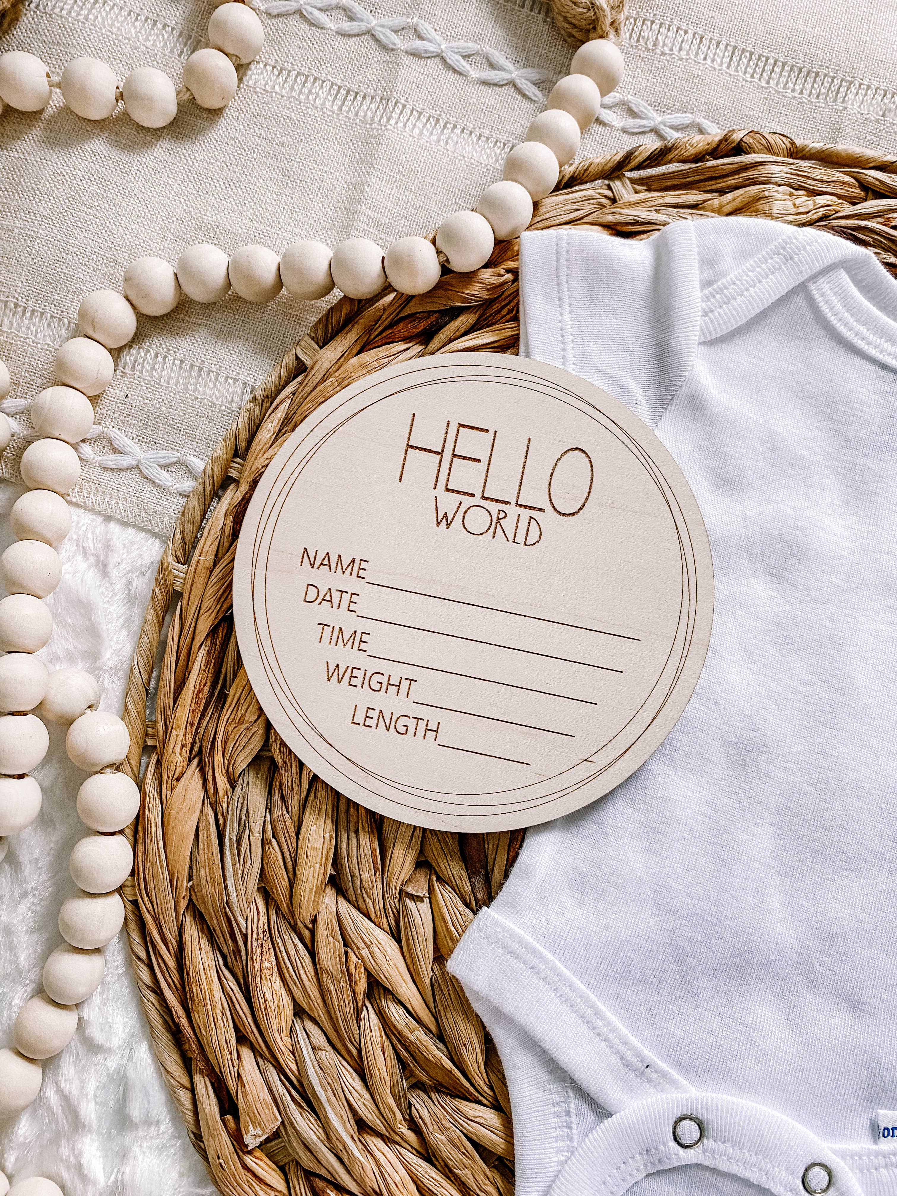 Claire and Bella - Wholesale Milestone Art/Keepsake - Kids & Baby - Birth Announcement Wood Stat Plaque - Wonky Frame1