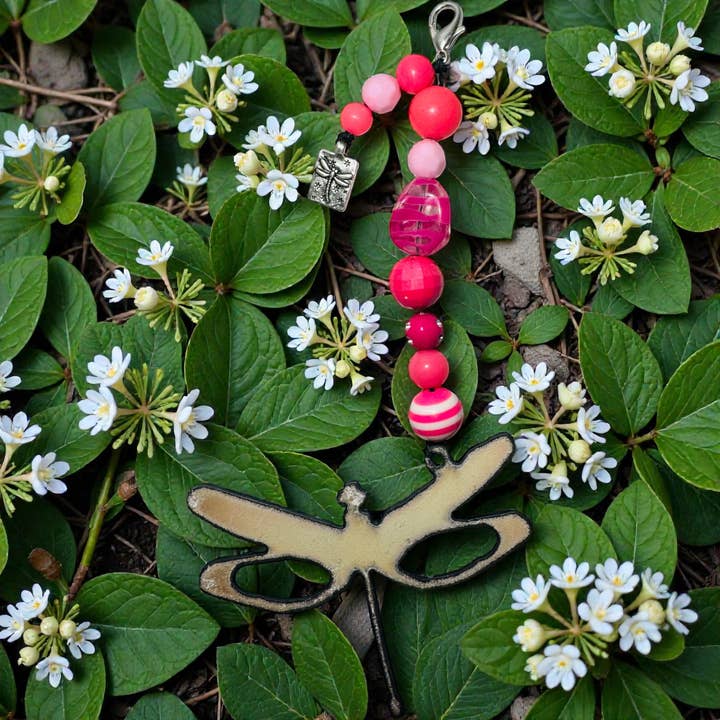 Dragonfly Recycled Metal Mobile Ornament Rust Bead jewelry for wholesale by Iron Jewel