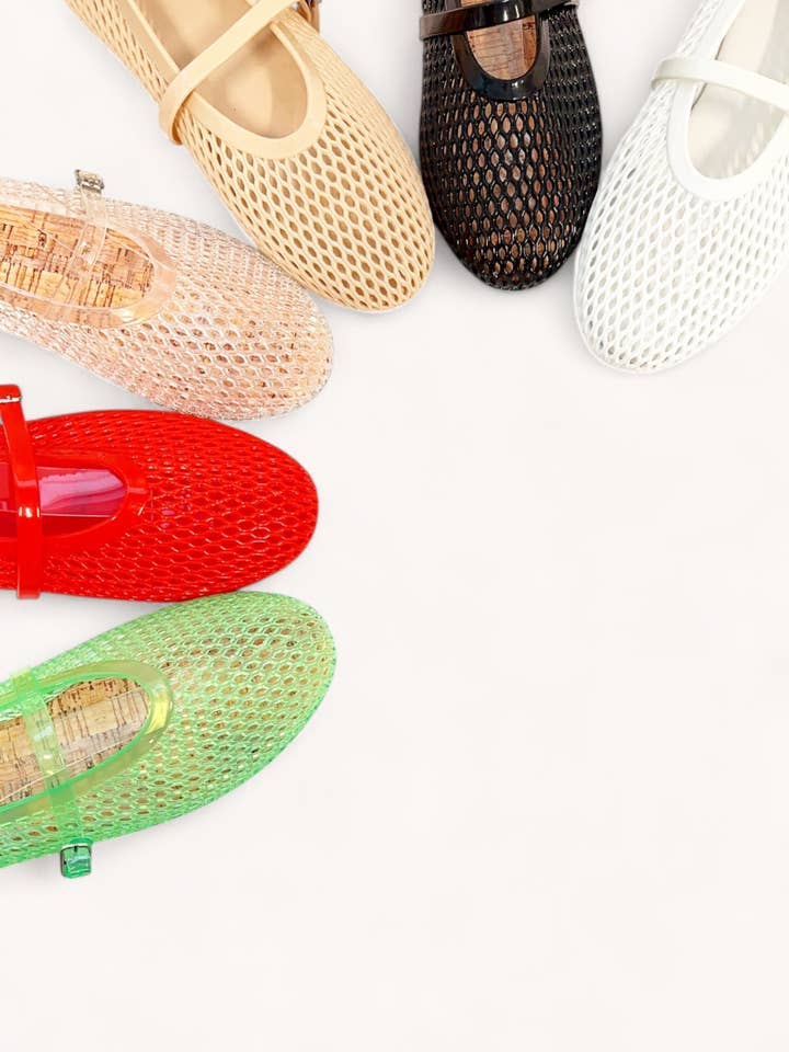 Oliccui - Wholesale Flats – Women’s - JELLY WOVEN MESH UPPER MARY JANE FLATS2