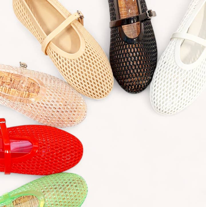 CCOCCI Meteor-79 Mary Jane flats met bovenwerk van geweven jelly-materiaal voor wholesale door CCOCCI