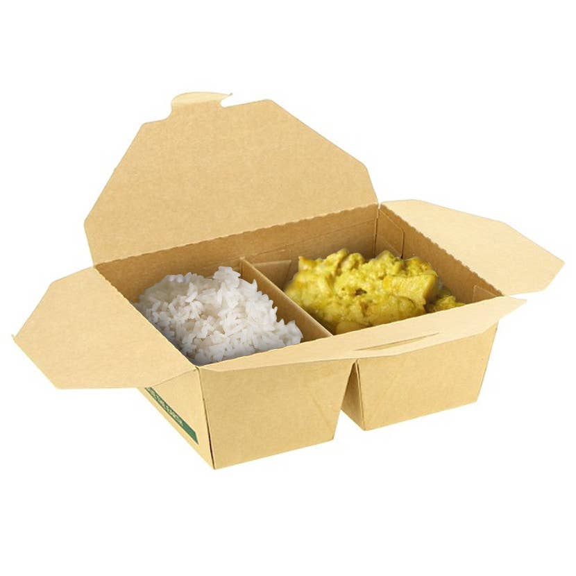 PUNTOQPACK – wholesale Food storage container – Kraft Cardboard Boxes With 2 Compartments (1300Cc)0