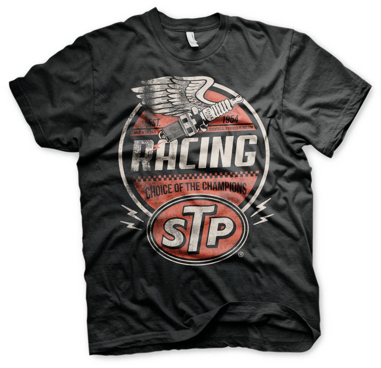 Black STP Vintage Racing T-shirt for wholesale on Faire0