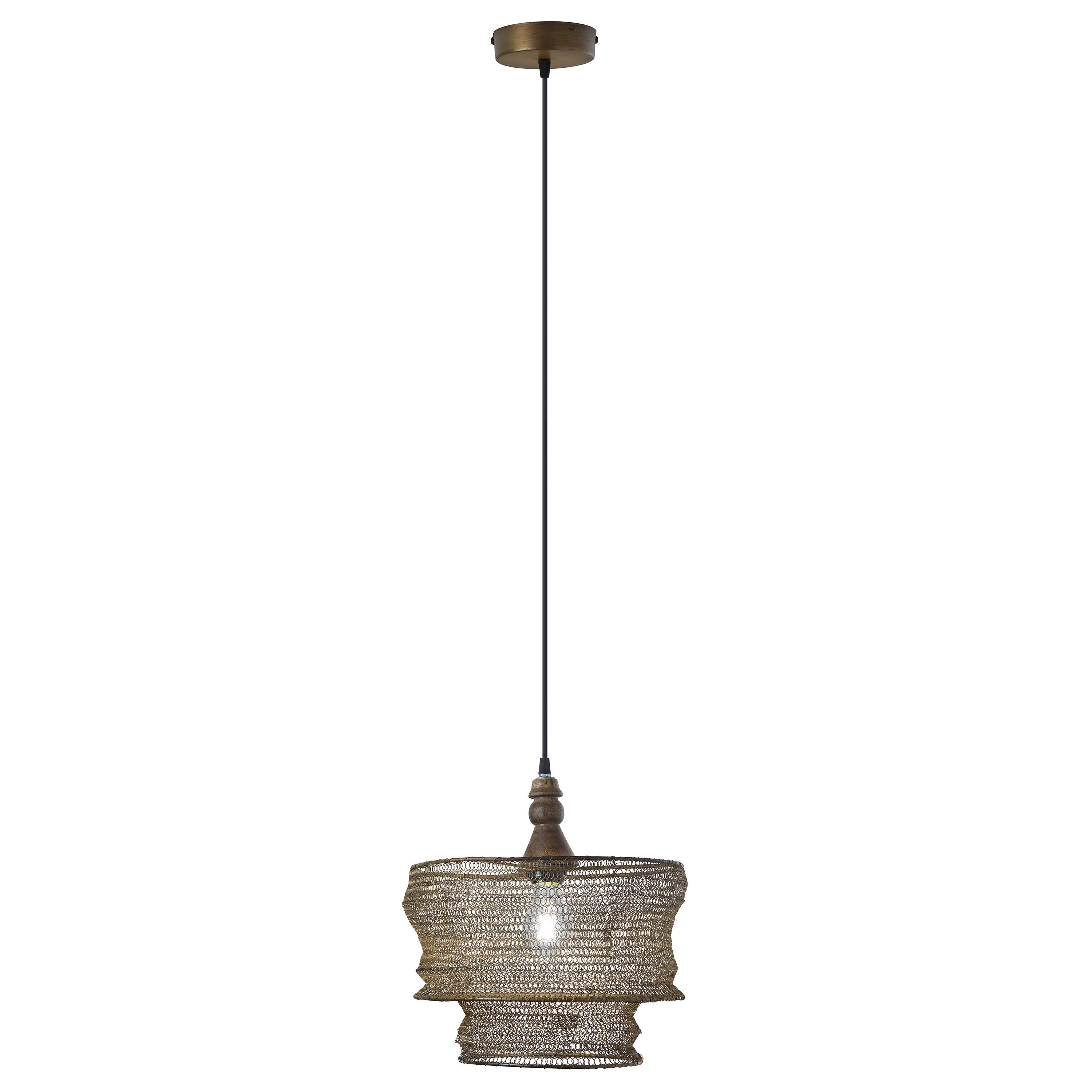 River of Goods - Wholesale Chandelier/Hanging Light - 12"W Bronze-Finish Metal and Wood Hanging Pendant Light1
