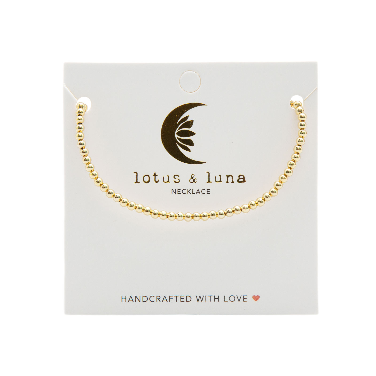 Lotus and Luna - Wholesale Beaded/Pearl Necklace - 3mm Gold Bead Necklace5