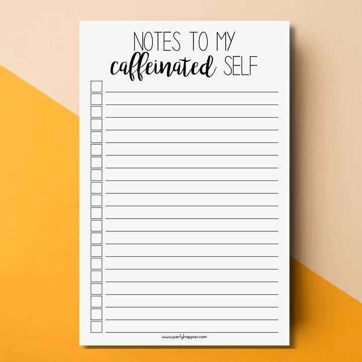 Notes To My Caffeinated Self Notepad for wholesale by PartyHappier