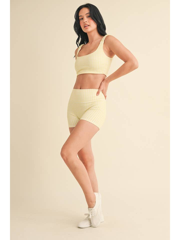 KIMBERLY C - Wholesale Sports Bra - Women's - Gingham Print Ruched Bra Top3