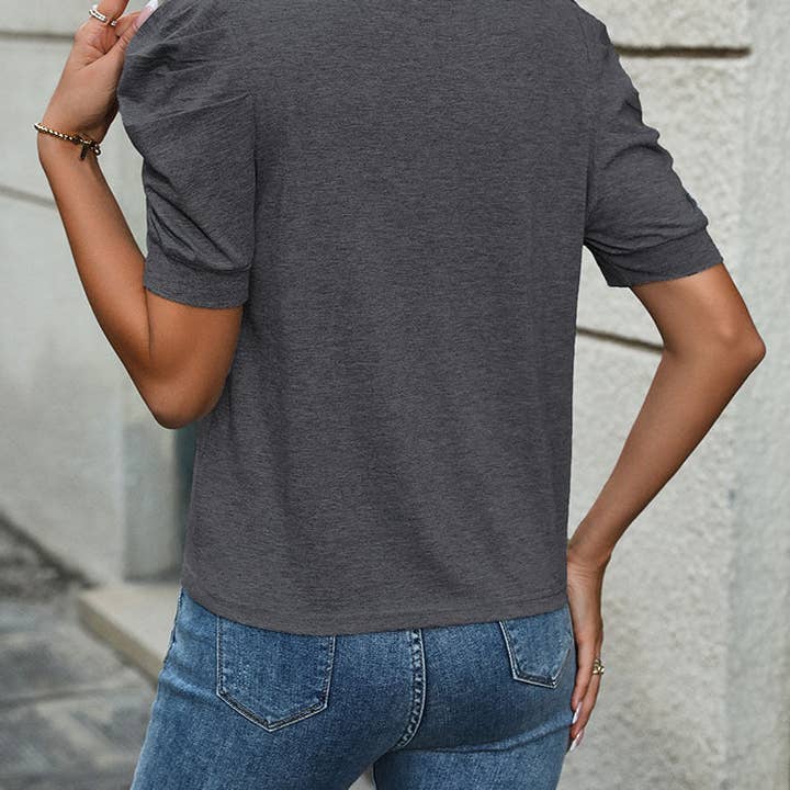 Lovesoft – wholesale Blouse – Women’s – Casual Bubble Sleeve Short Sleeve t-shirt1