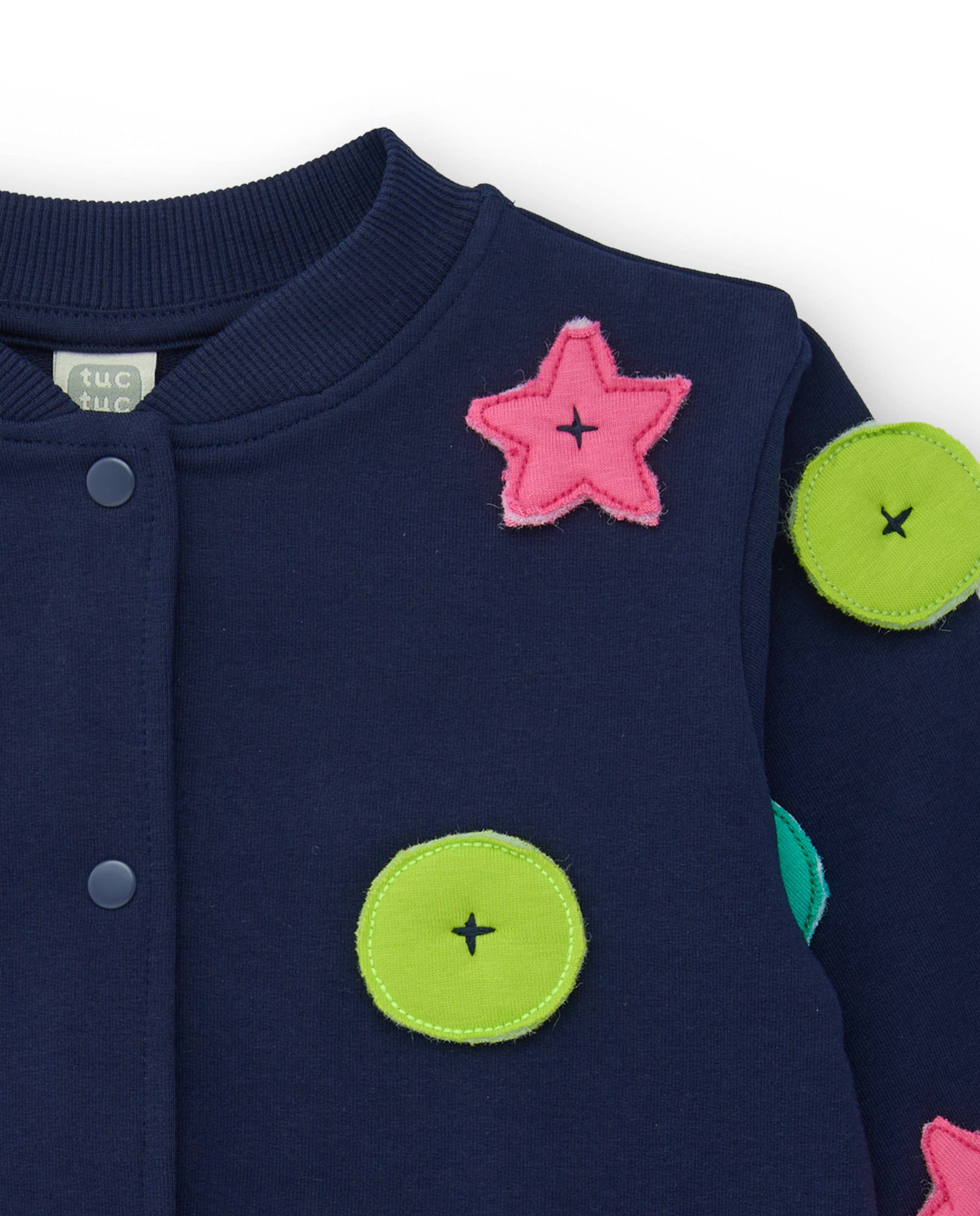 tuc tuc - Wholesale Jacket - Kids - Blue cardigan for girl with stars and circles2