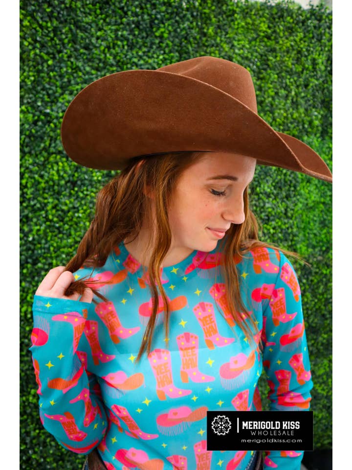 YEEHAW MK165 Yee Haw LS Mesh Top - Multi for wholesale on Faire3