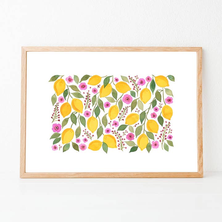 Amalfi Lemons: A5 / A4 Watercolour Floral Art Print for wholesale by Anna Lau Art