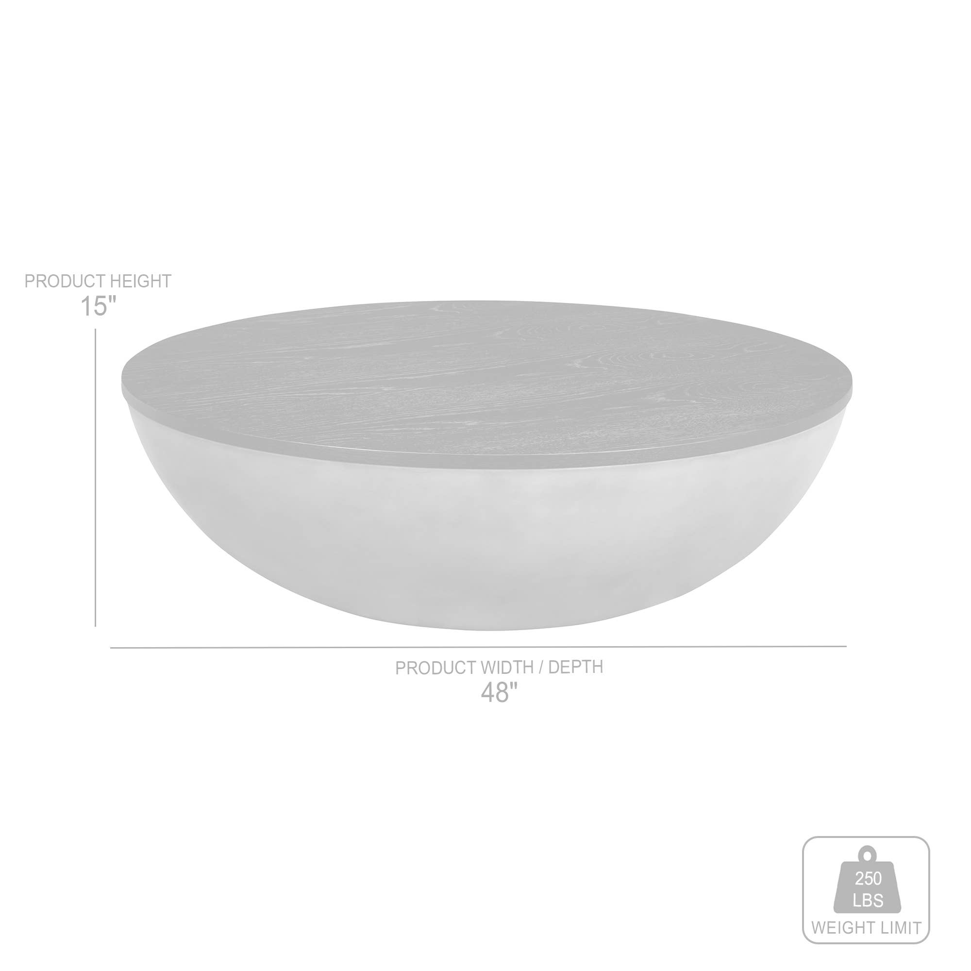 HomeRoots - Wholesale Coffee Table - 48" Black And Gray Solid Wood And Concrete Round Coffee Table2