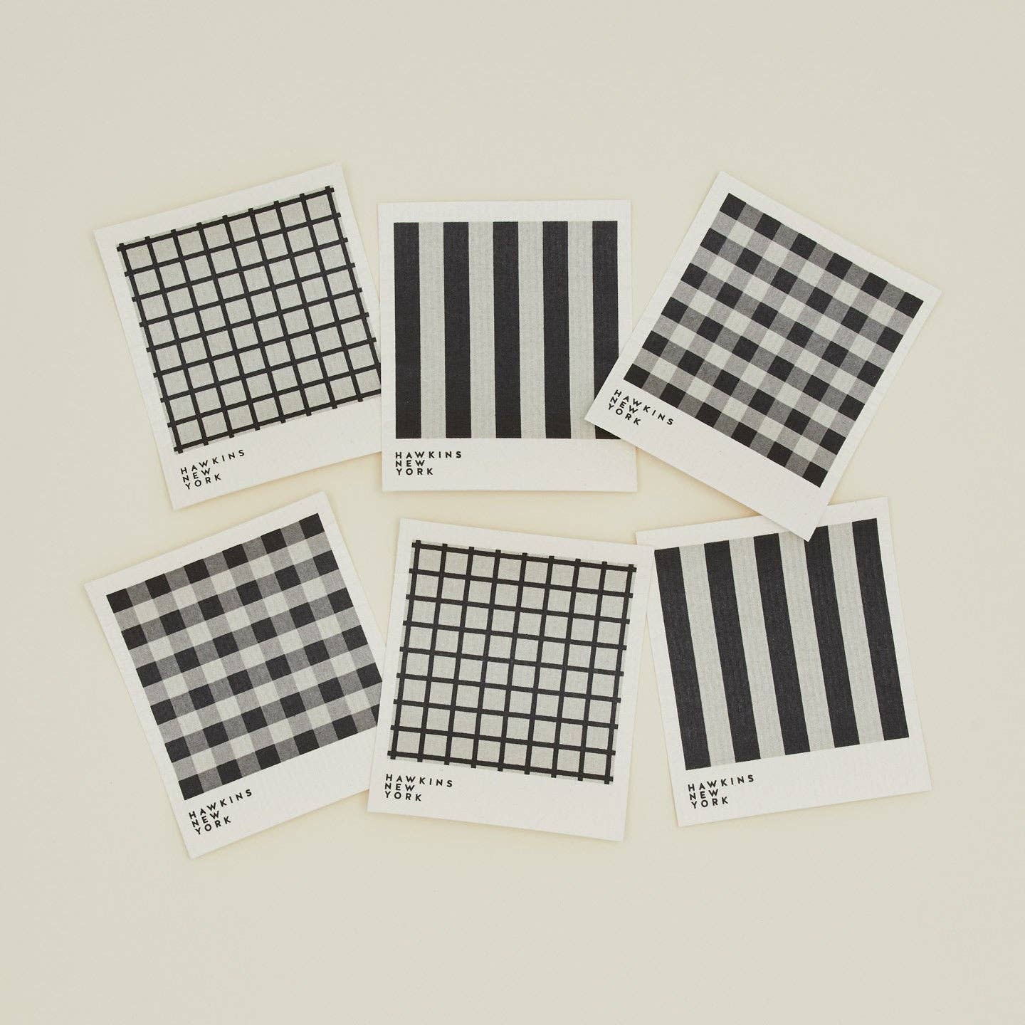 Hawkins New York - Wholesale Dishcloth - ESSENTIAL SWEDISH DISHCLOTH - SET OF 6, LIGHT GREY/BLACK1