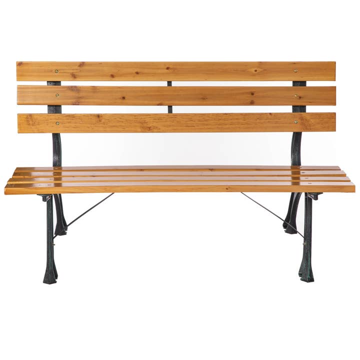 Quickway Imports - Wholesale Bench - Park Bench with Wooden Slats Seat and Backrest for 2 Persons