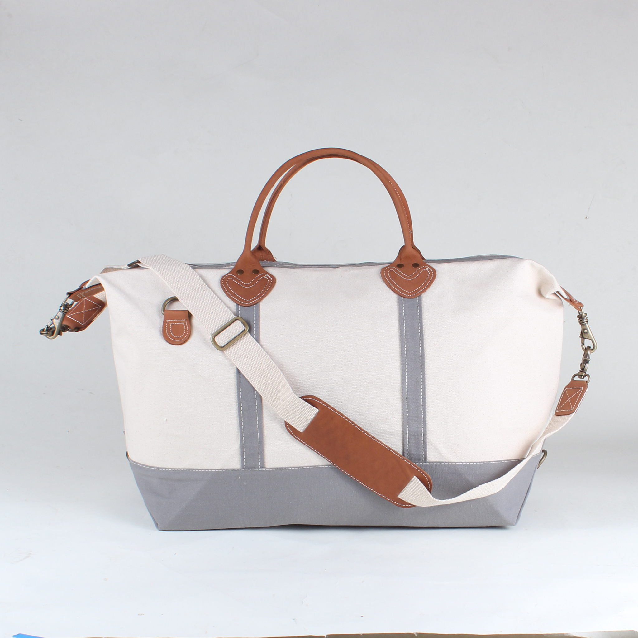 ShoreBags - Venta al por mayor Bolsa de viaje - Unisex - Bolsa de lona grande Weekender con detalles de cuero6