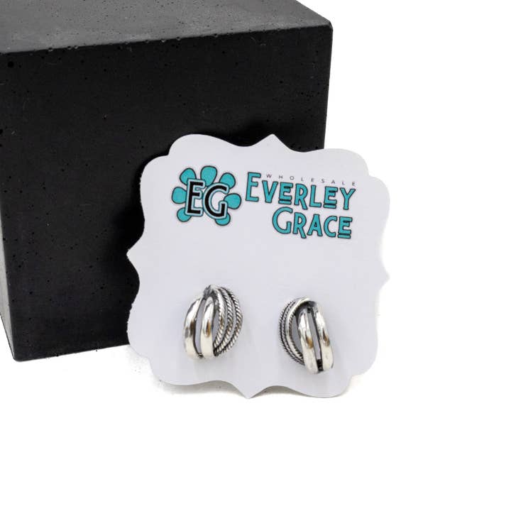 TEXTURED TWIST ROPE SHELL STERLING SILVER STUD EARRINGS for wholesale by Everley Grace - Wholesale