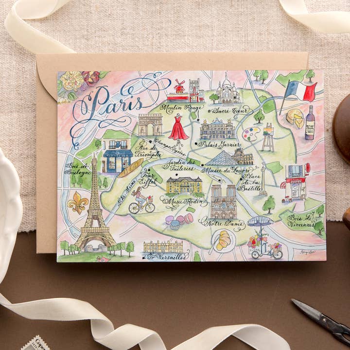Carta mappa di Parigi, Francia per la vendita all'ingrosso da parte di Designs by Robyn Love