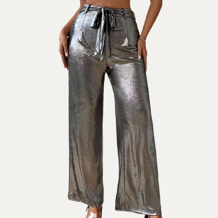 Festivities Metallic Wide-Leg High-Waisted Pants for wholesale by The Moment Collection