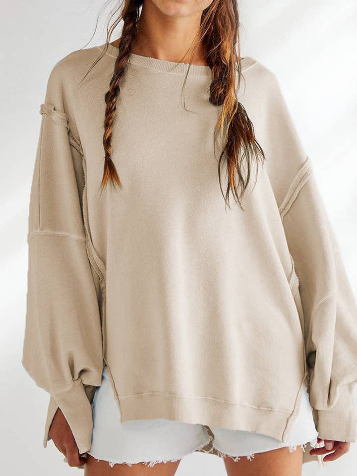 Dipped Shop – wholesale Sweatshirt – Women's – Oversize Solid Color Crew Neck Sweatshirt DP25E5754