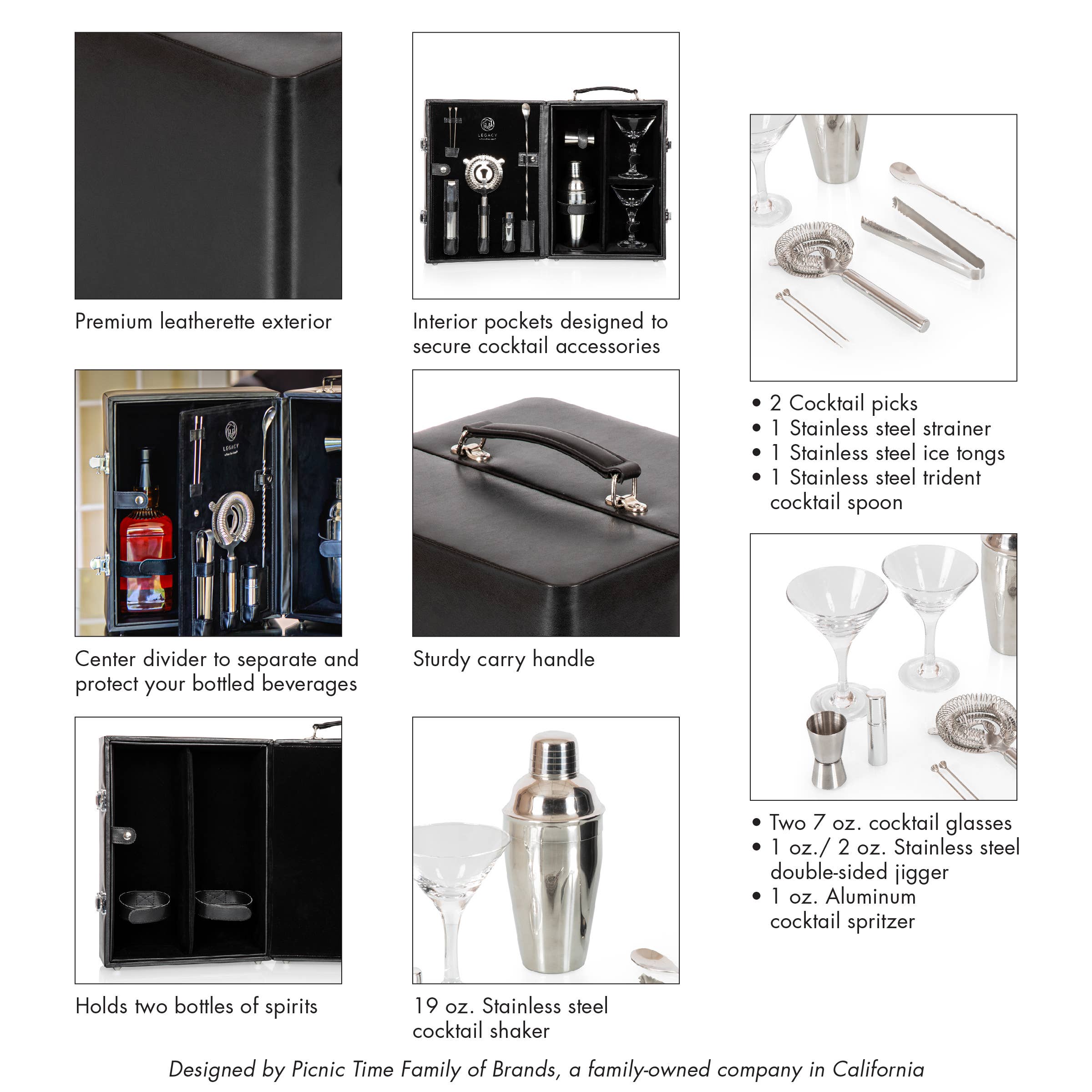 Picnic Time Family of Brands - Wholesale Bar Tool - Manhattan Cocktail Case, (Black)4