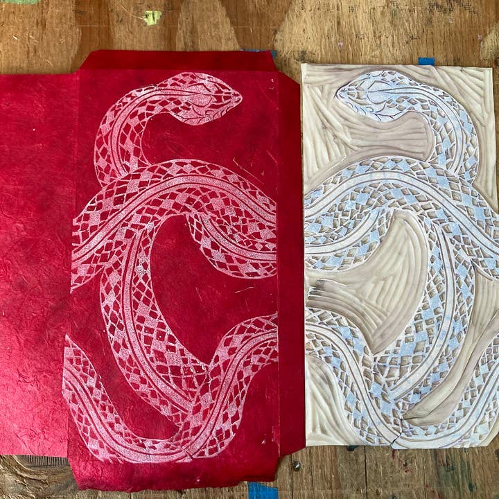 Kathie Studio - Wholesale Envelopes - Snake Blockprinted Lunar New Year Red Envelope4