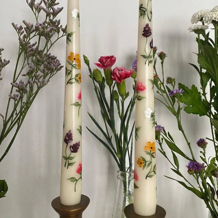 The Wildest Flowers - Wholesale Tapered Candle/Candlestick - Pressed Flower Taper Candle