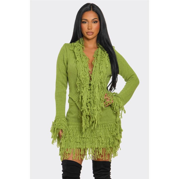 HiteJeans - Wholesale Top & Skirt Set - Women's - Fringe Knit Two Piece Set2