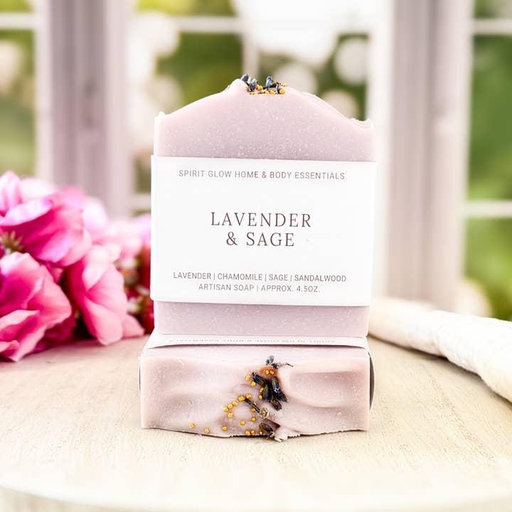 Spirit Glow Home & Body Essentials - Wholesale Bar Soap - Lavender and Sage - Handcrafted Artisan Soap Bar