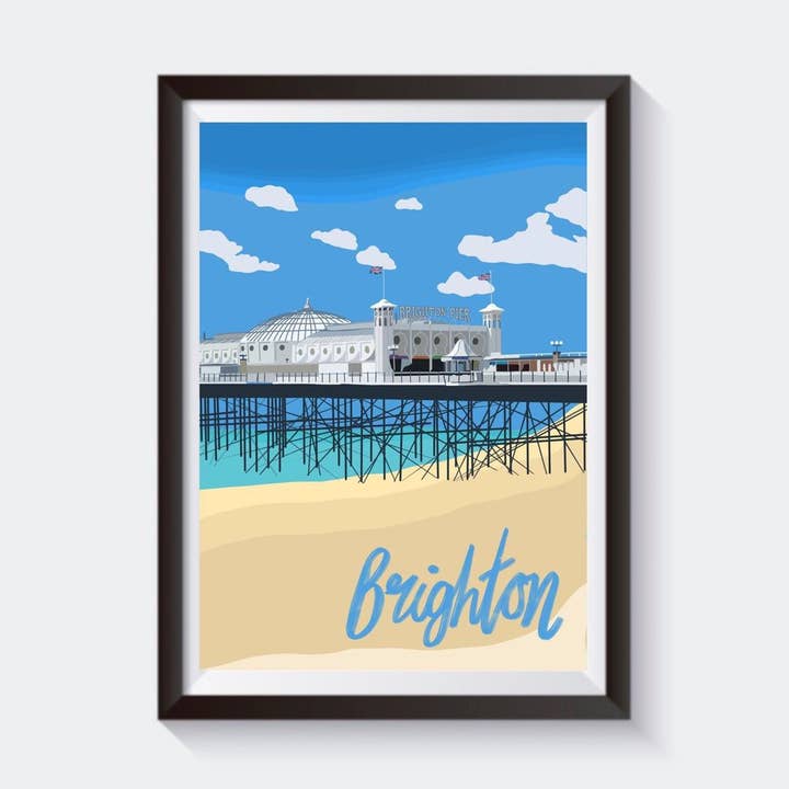 Brighton, England Travel Artwork Print - 6 størrelser for engroshandel hos 2 Sisters