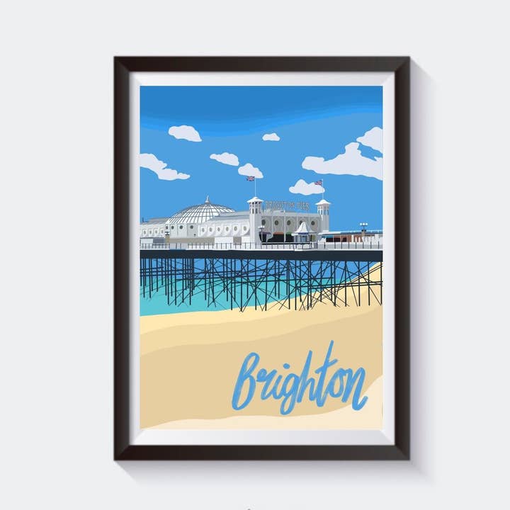 Brighton, England Reise-Kunstdruck — 6 Größen für den Großhandel von 2 Sisters