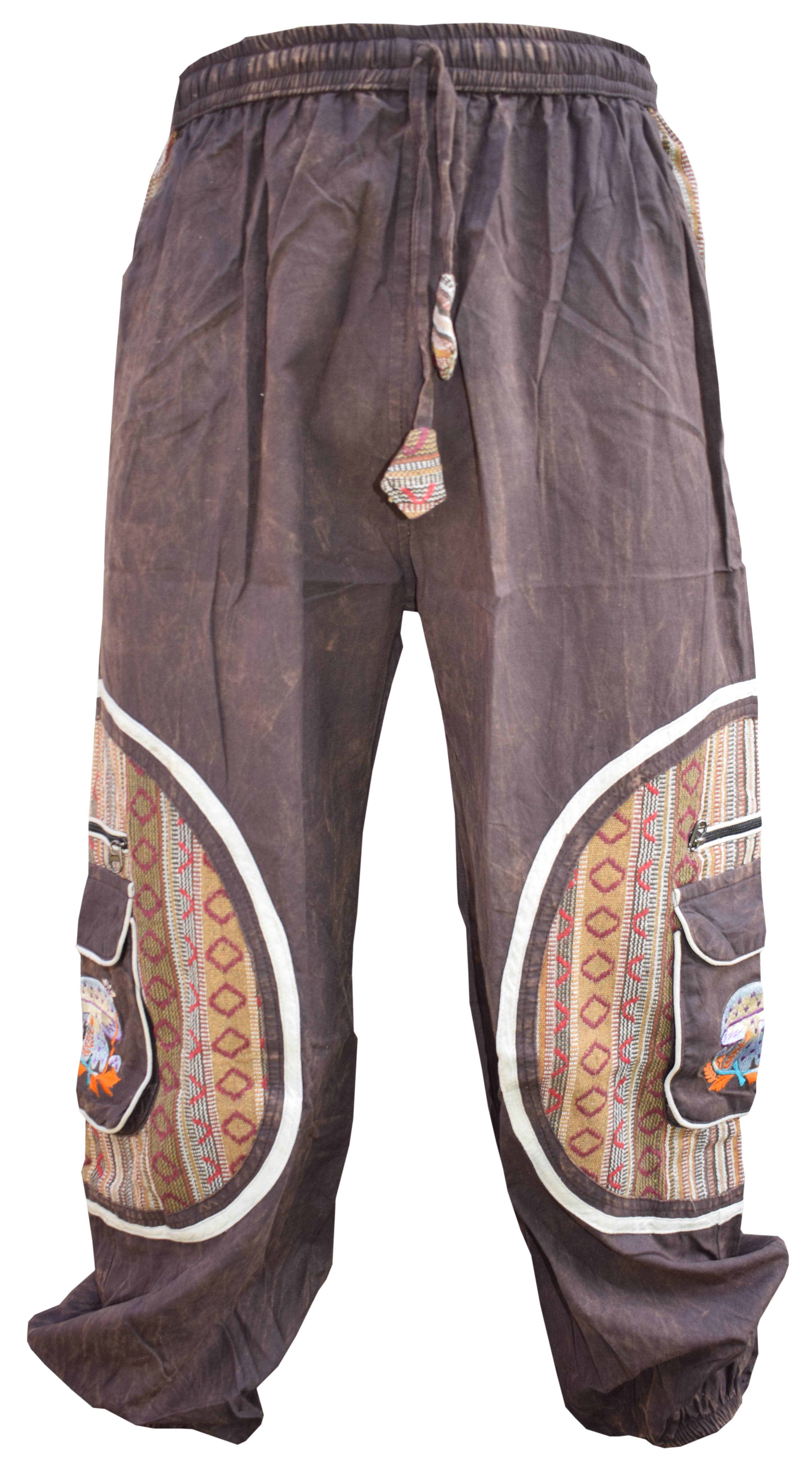 Gheri - Wholesale Pants - Unisex - Aztec Pocket Mushroom Embroidery Parachute Cargo Trousers12