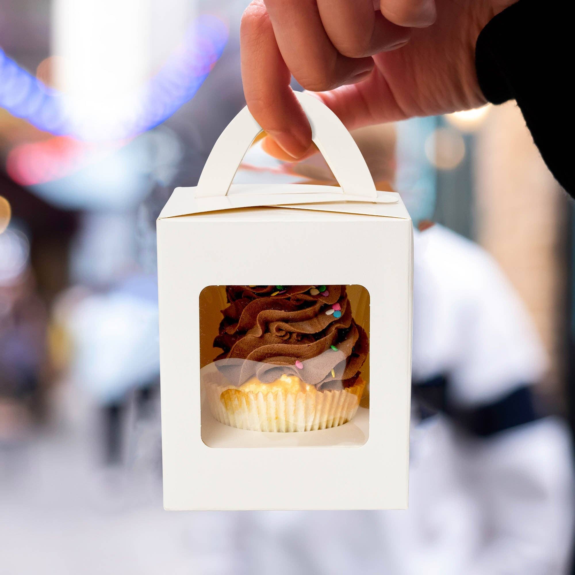 Individual Cupcake Box with Window - Pack of 12 - White for wholesale on Faire7