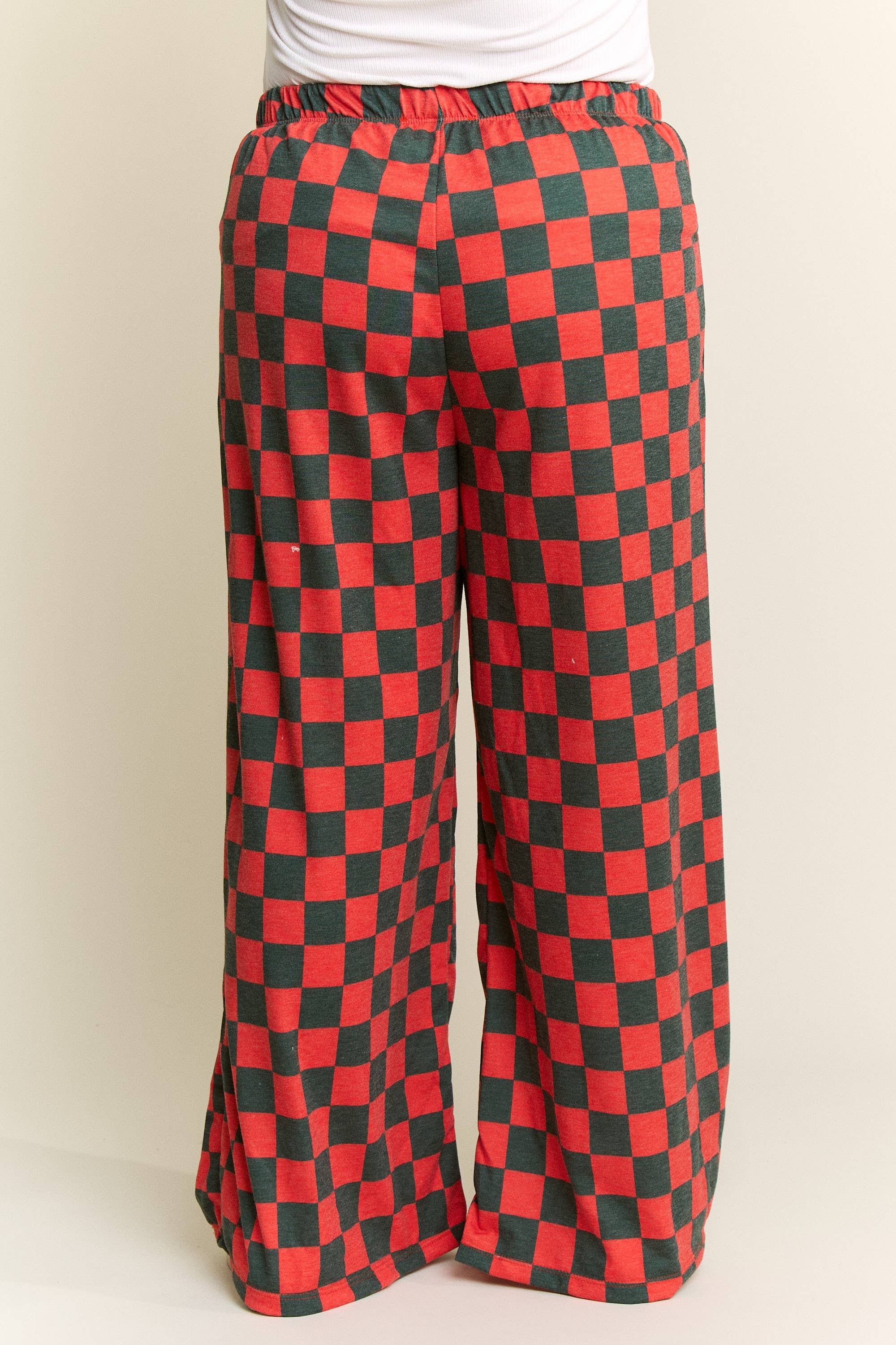 JADE BY JANE - Wholesale Pants - Women's - HIGH WAIST CHECKERED STRAIGHT LEG KNIT PANTS39