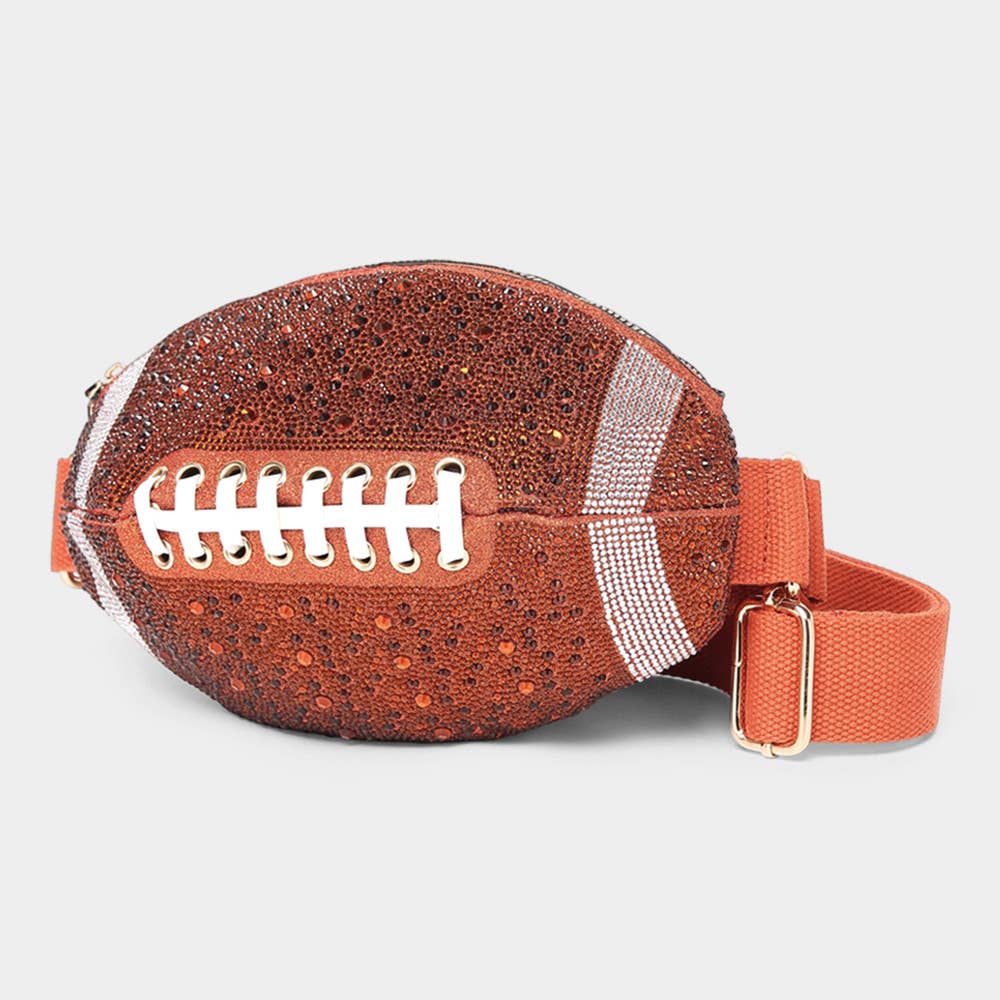 Sensibling Corp. - Wholesale Belt Bag - Women's - Bling Studded Game Day Football Shape Fanny Pack / Sling Bag0