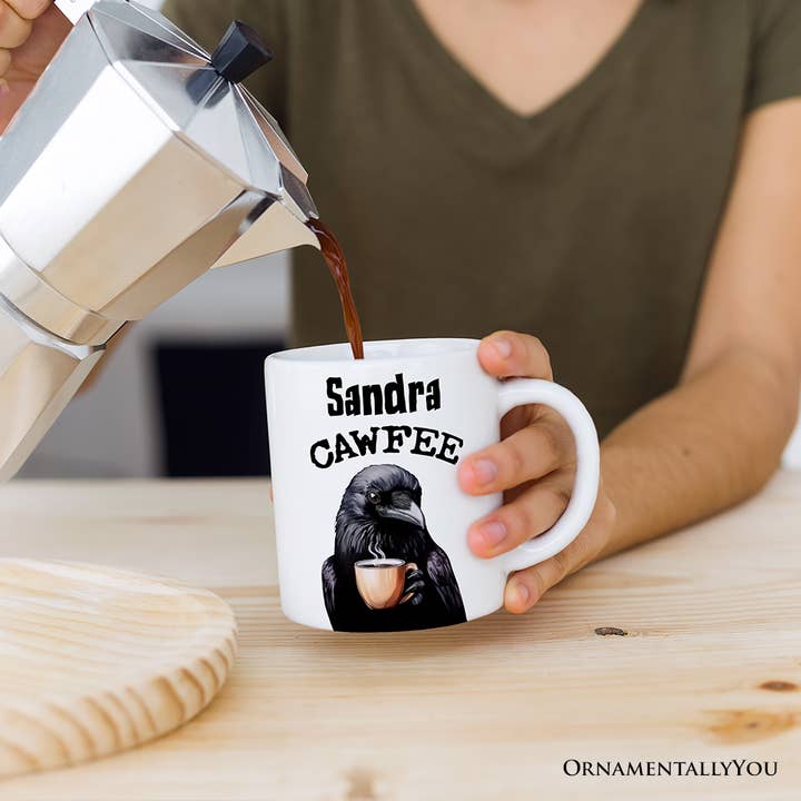OrnamentallyYou - Wholesale Coffee Mug - Cawfee Crow Mug, Funny Coffee Cup for Bird Lover Gift