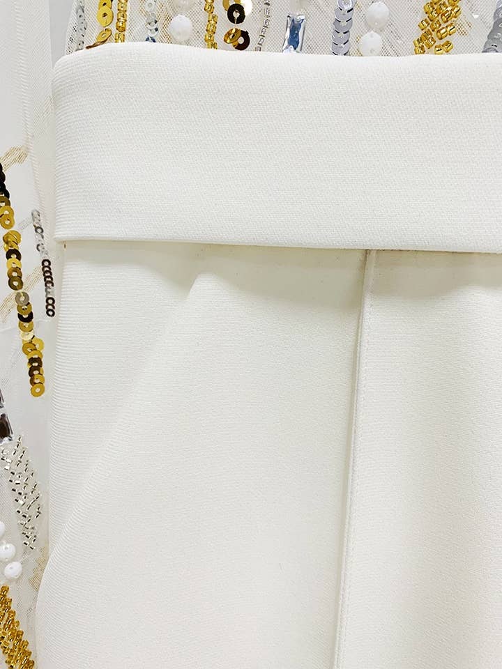 White JP009 Luxe Sequin & Diamond Mesh Jumpsuit for wholesale on Faire6