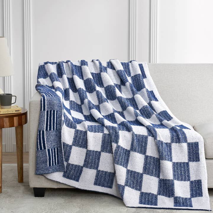 DreamValley - Wholesale Throw Blanket - SS Striped Checkered Throw Blanket 50x60 inches9