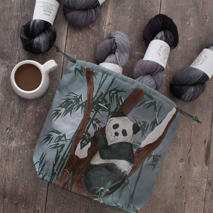 The Blue Rabbit House - Wholesale Drawstring Bag - Unisex - Paula the Panda | Project Bag | Drawstring Bag
