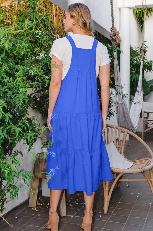 Oddi – wholesale Dress – Women's – Solid Button Sling Tiered Midi Dress6