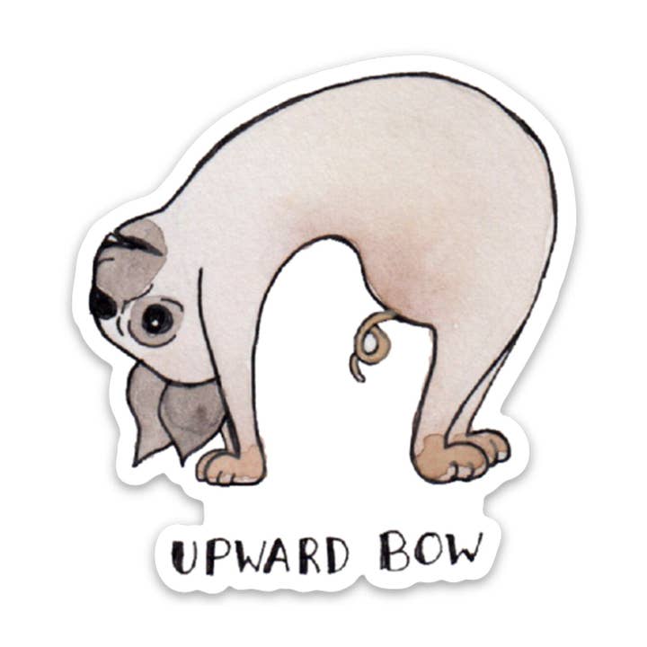 Yoga Pug Sticker for wholesale by Jodi Lynn's Emporium of Doodles