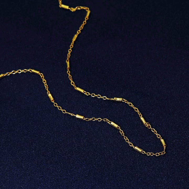 BestBeads&Beyond - Wholesale Link & Chain Necklace - 18K Gold Dainty Link Bar Chain Necklace, sku# JL130