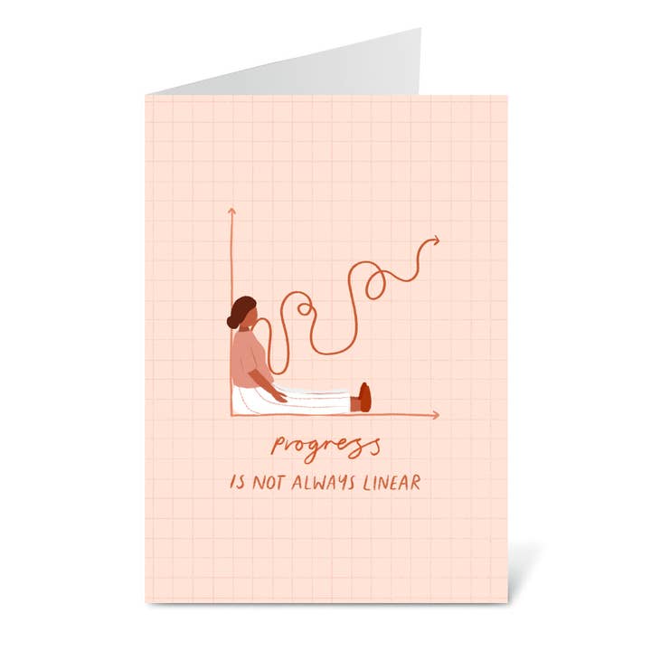 Progress Is Not Always Linear Greetings Card, New Chapter, W for wholesale by Flourish Paperworks