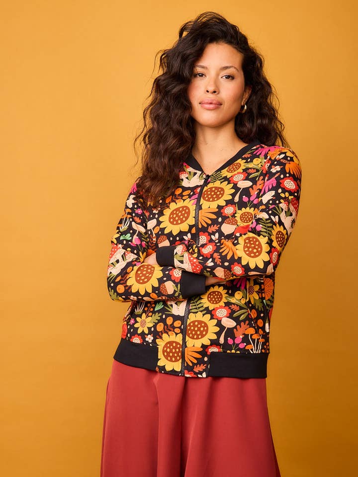 Smile - Wholesale Bomber Jacket - Women's - White Sunflower Forest Bomber2