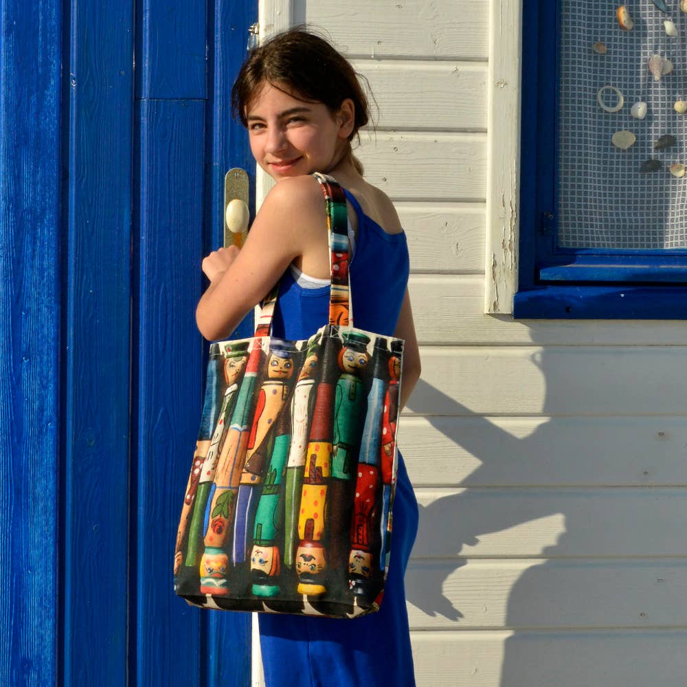 Maron Bouillie - Vendita all'ingrosso Borsa tote - Donna - Borsa tote Brocante « Bonshommes e Matryoshka »3