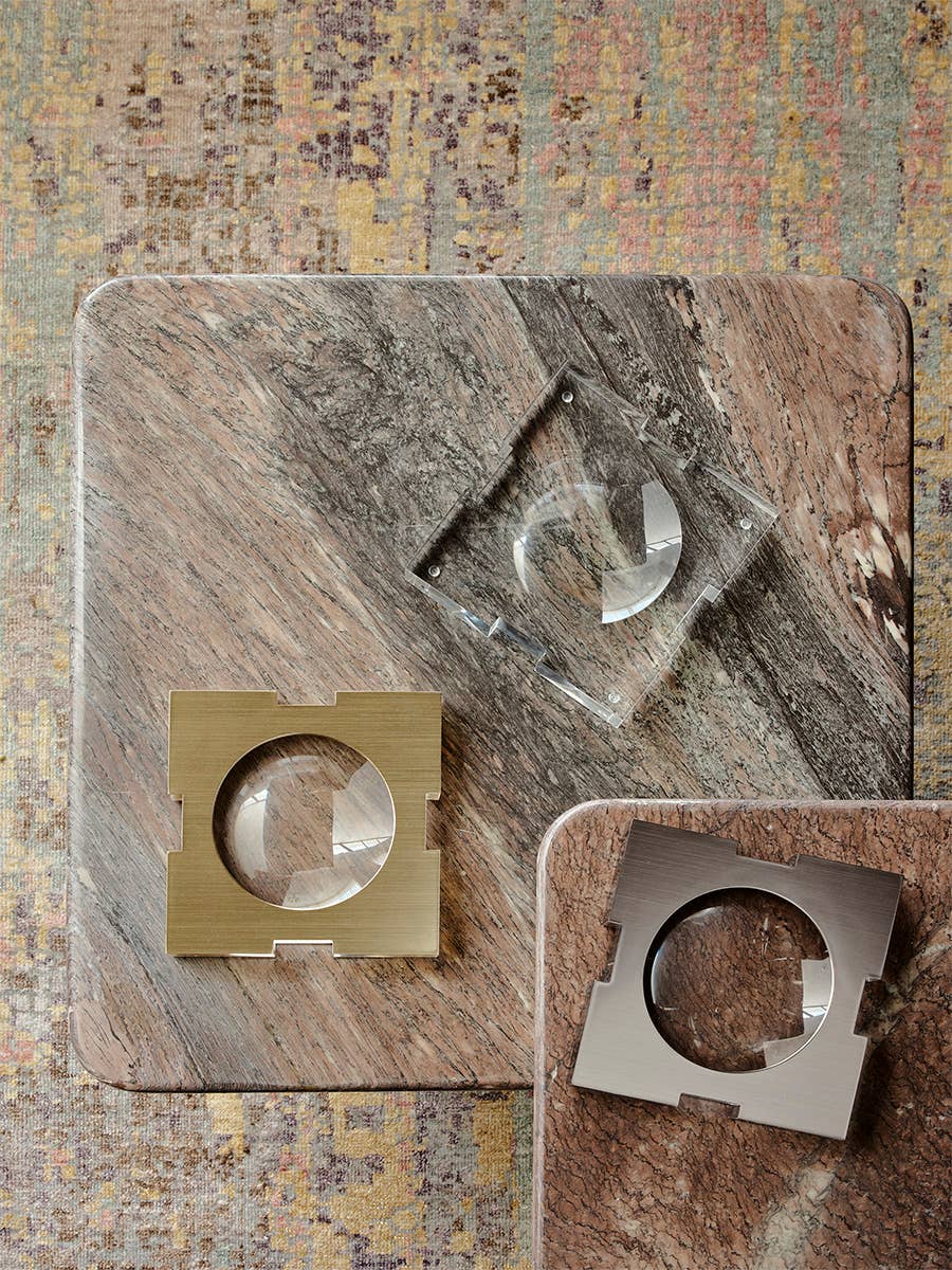 Clear Silver Carter Acrylic Bowl Brushed Platinum for wholesale on Faire3