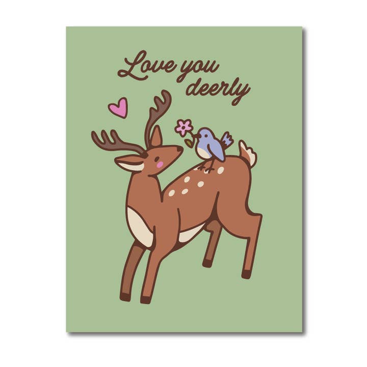 Love You Deerly Anniversary Friendship Greeting Card for wholesale by Amberhill