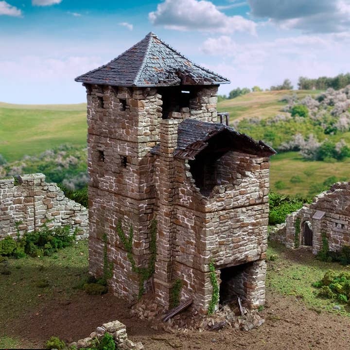 Förstörd Svartstensfästning - Kung och Fosterland, DnD, Pathfinder, 15mm, 28mm, 32mm, krigsspelsterräng, spridd rekvisita D&D medeltida för wholesale av The Beaver and Broadsword