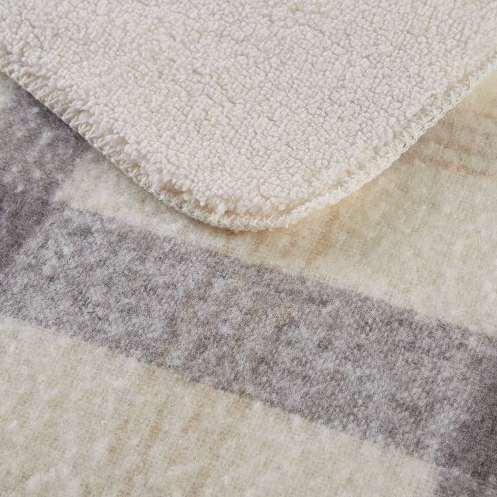 Natural Plaid Faux Mohair Sherpa Soft Throw Blanket 50x60", Ivory for wholesale on Faire